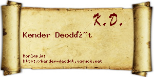 Kender Deodát névjegykártya